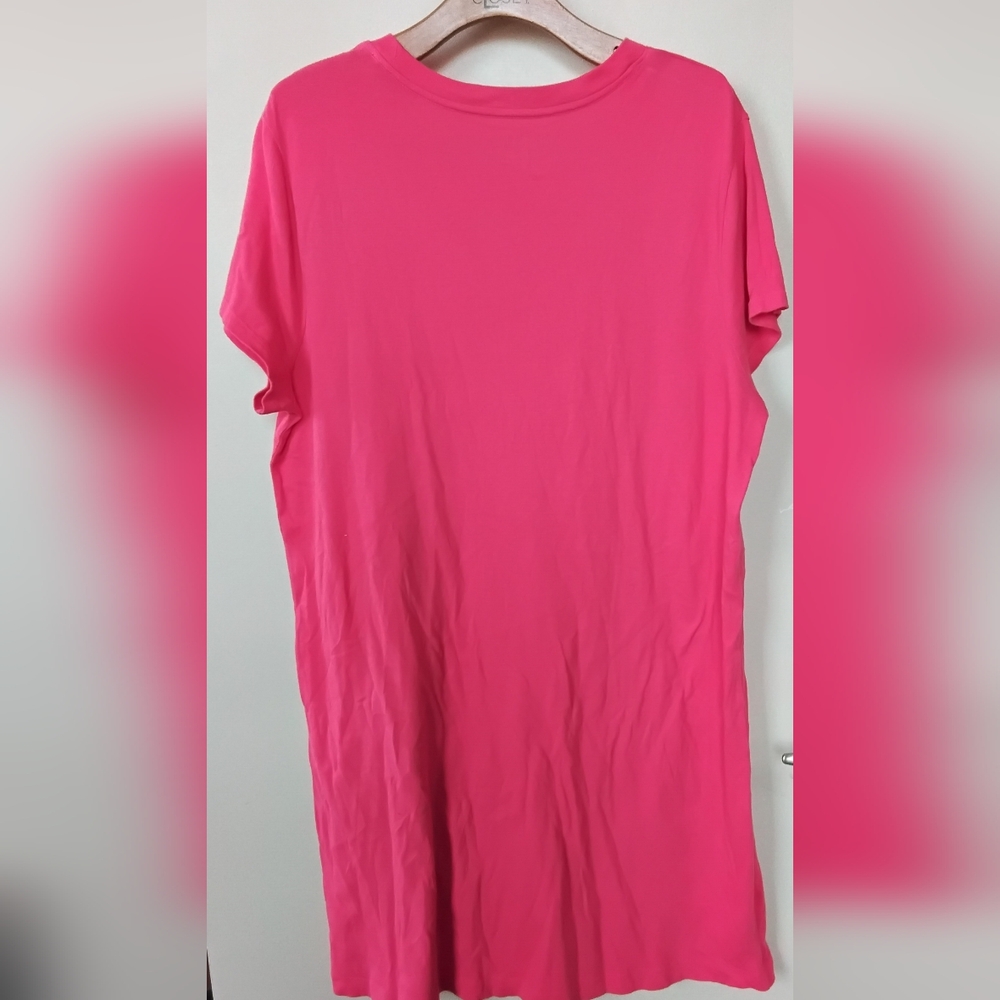 Time and Tru Hot Pink Short Sleeve Scoop Neck Short Dress